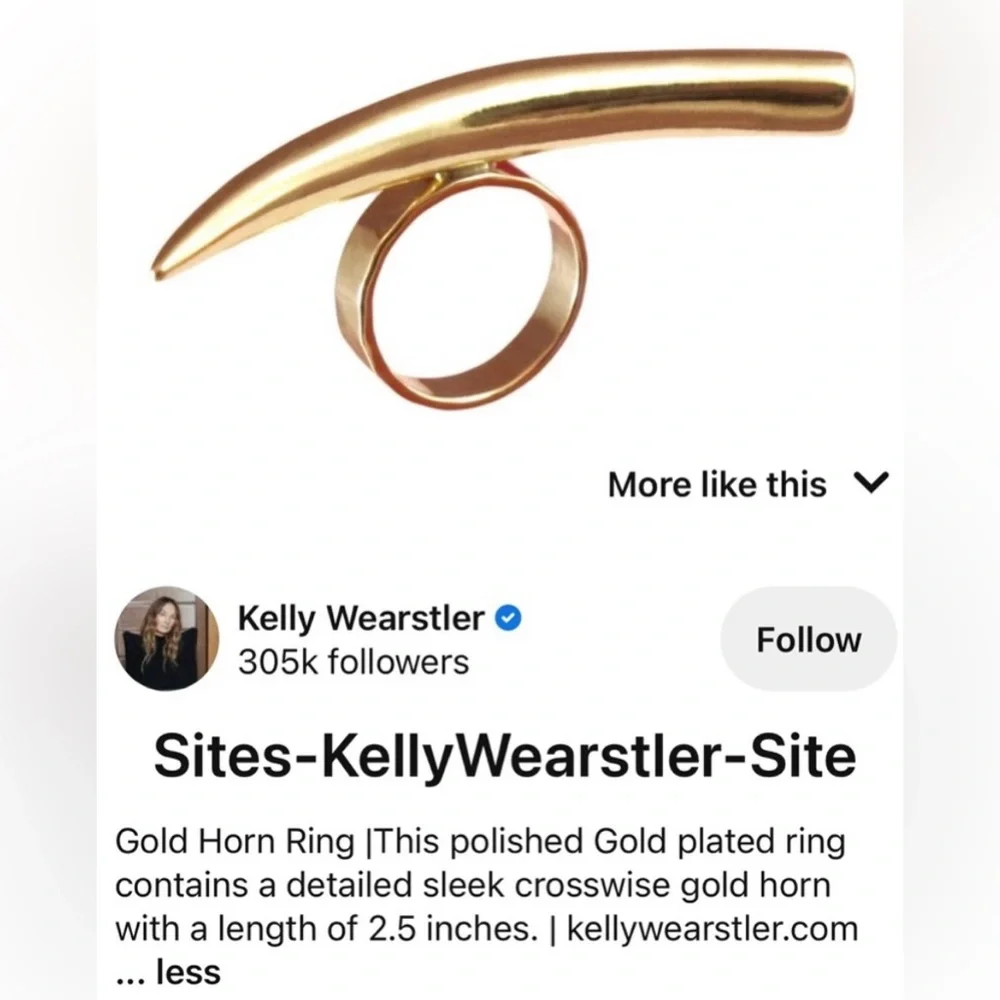 Kelly Wearstler Gold Sculptural Double Ring - Picture 3 of 3